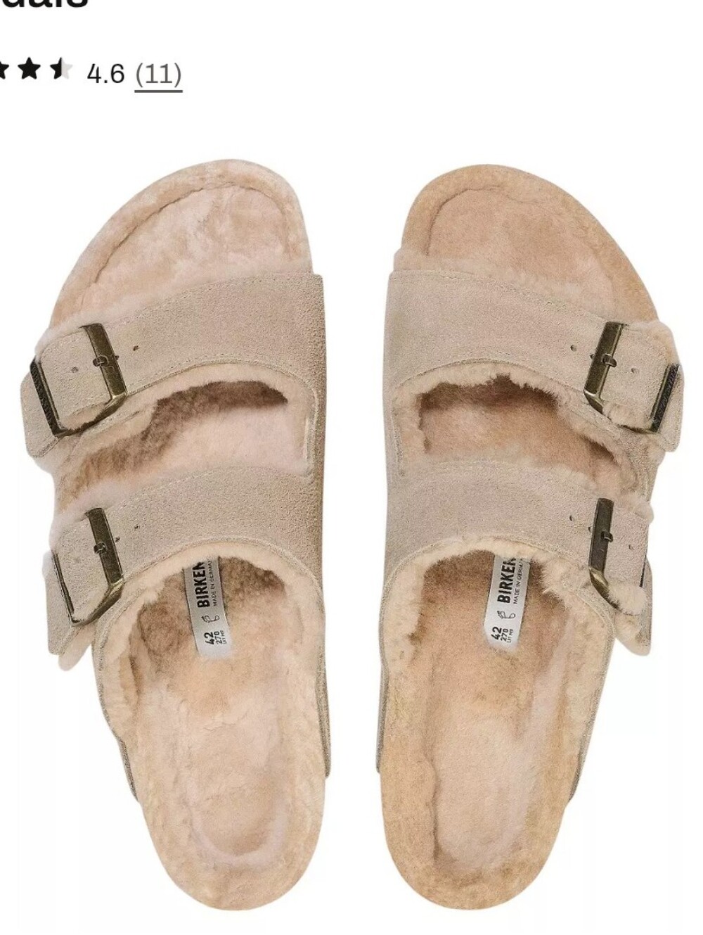 Birkenstock Arizona Shearling Slides Beige W10 EU41 NWT - Picture 2 of 7